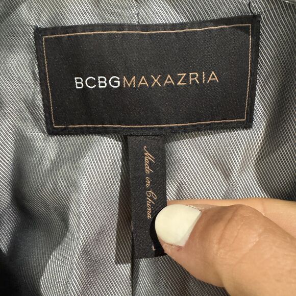 BCBGMAXAZRIA Martine Blazer Women's Large Black Wool Suit Jacket One Button - Picture 3 of 9